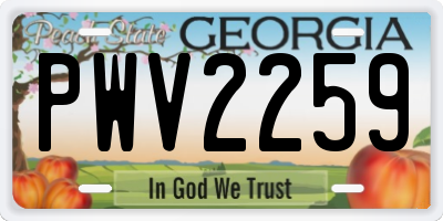 GA license plate PWV2259