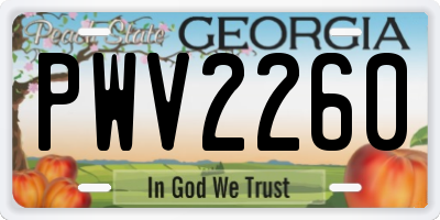 GA license plate PWV2260
