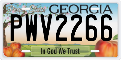 GA license plate PWV2266
