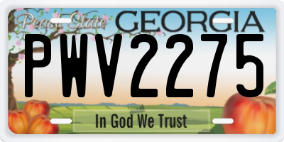 GA license plate PWV2275