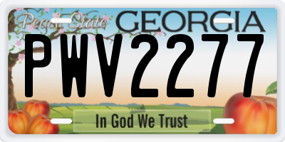 GA license plate PWV2277