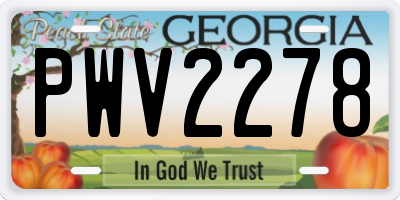 GA license plate PWV2278