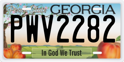 GA license plate PWV2282