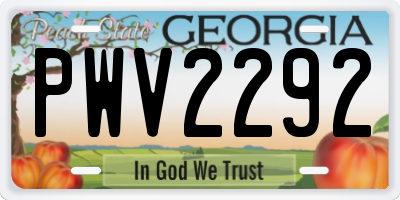 GA license plate PWV2292