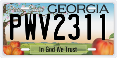 GA license plate PWV2311