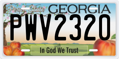 GA license plate PWV2320