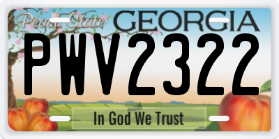 GA license plate PWV2322