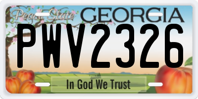 GA license plate PWV2326