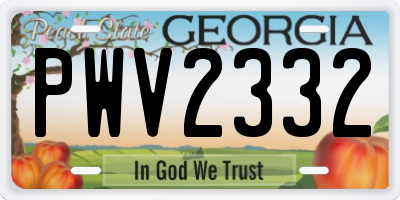 GA license plate PWV2332