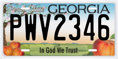 GA license plate PWV2346