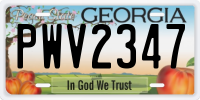 GA license plate PWV2347