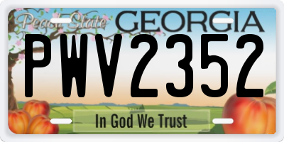 GA license plate PWV2352