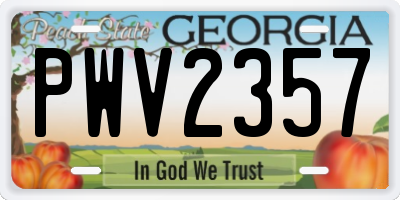 GA license plate PWV2357