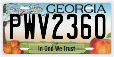 GA license plate PWV2360