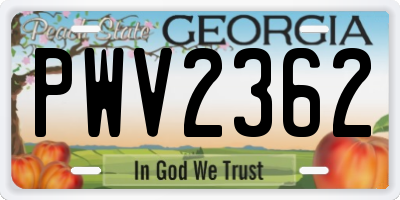 GA license plate PWV2362