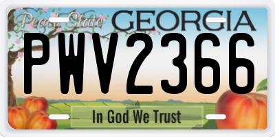 GA license plate PWV2366