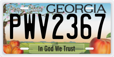 GA license plate PWV2367