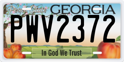 GA license plate PWV2372