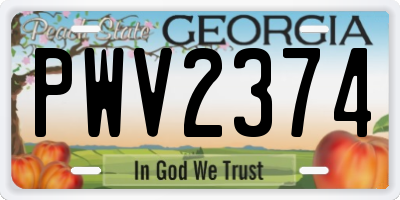 GA license plate PWV2374