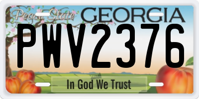 GA license plate PWV2376