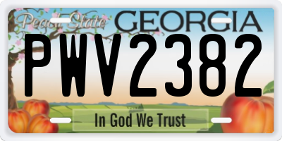 GA license plate PWV2382