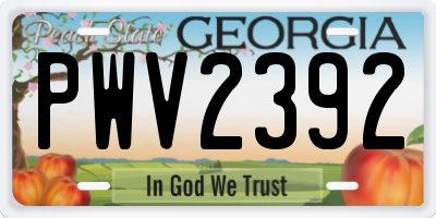 GA license plate PWV2392