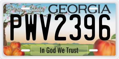 GA license plate PWV2396
