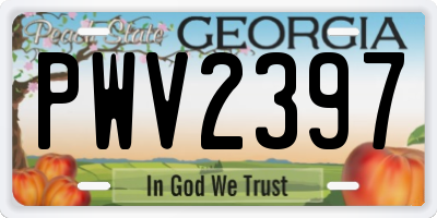 GA license plate PWV2397