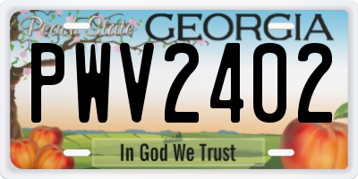 GA license plate PWV2402