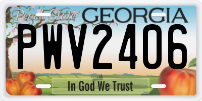 GA license plate PWV2406