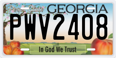 GA license plate PWV2408