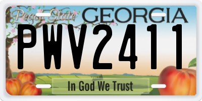 GA license plate PWV2411