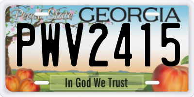 GA license plate PWV2415