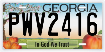 GA license plate PWV2416