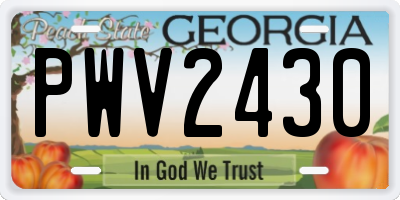 GA license plate PWV2430