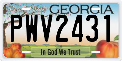 GA license plate PWV2431