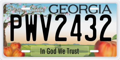 GA license plate PWV2432