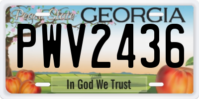 GA license plate PWV2436
