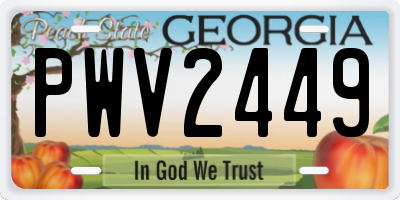 GA license plate PWV2449