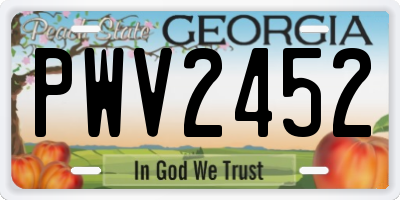 GA license plate PWV2452