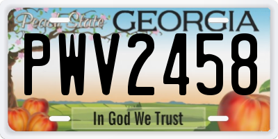 GA license plate PWV2458