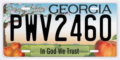 GA license plate PWV2460