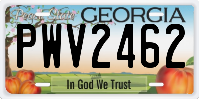 GA license plate PWV2462