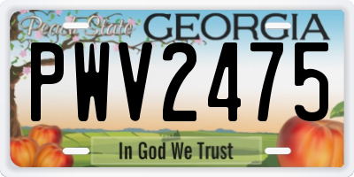 GA license plate PWV2475