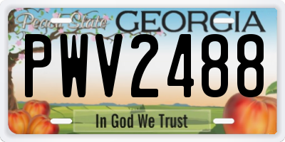 GA license plate PWV2488