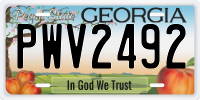 GA license plate PWV2492