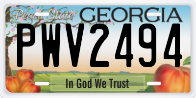 GA license plate PWV2494