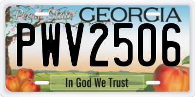 GA license plate PWV2506