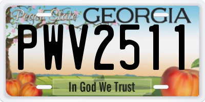 GA license plate PWV2511