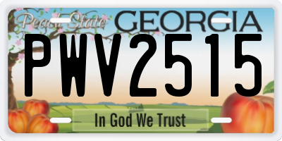 GA license plate PWV2515